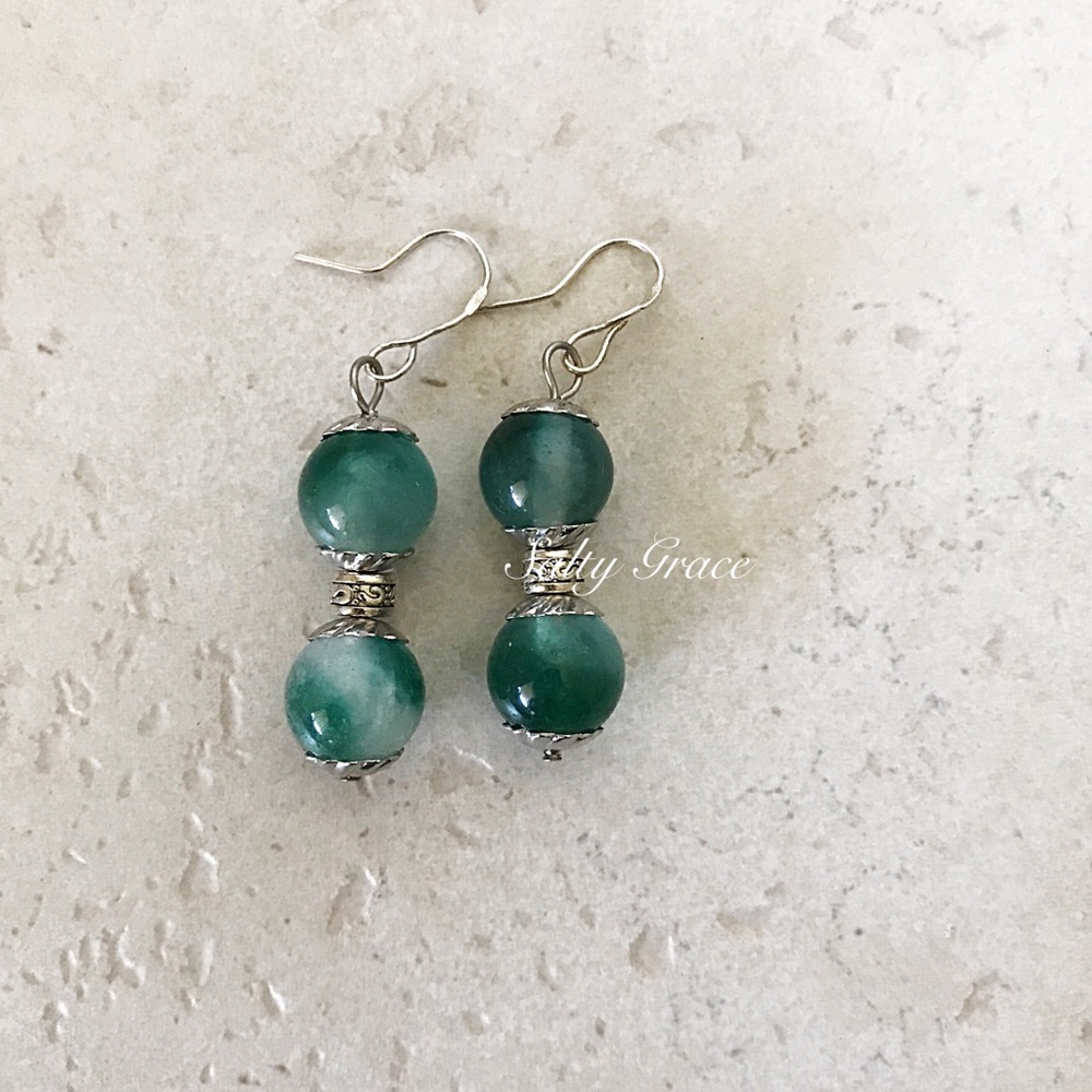 Jade and sterling silver earrings